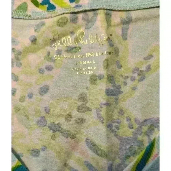 LILLY PULITZER Sz XS Michele T Palm Reader 70082 Multicolor Cotton Blend EUC - Picture 6 of 6